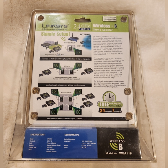 Linksys Wireless B Game Adapter 2.4GHz 802.11b Model WGA11B New in Package - Picture 5 of 10
